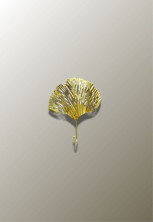 Patère porte manteau Feuille Striée Dorée | Le Porte Manteau Golden-B