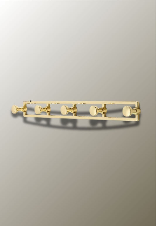 Porte manteau mural Cinq point Doré | Le Porte Manteau Brushed Gold 5 hooks