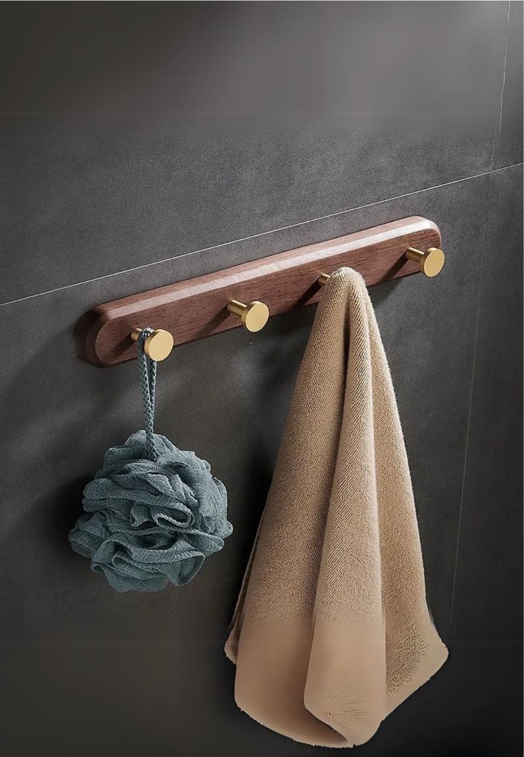 Porte manteau mural en bois Salle de Bain 4 Points | Le Porte Manteau 4hooks-40cm