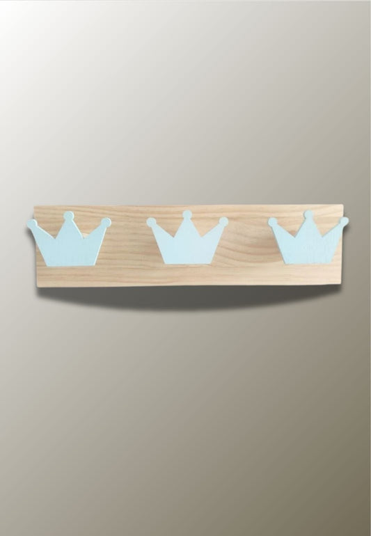 Porte manteau mural enfant triple Couronne Bleue| Le Porte Manteau Type 29