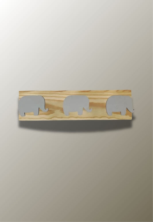 Porte manteau mural enfant triple Eléphant Gris | Le Porte Manteau Type 21