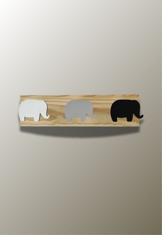 Porte manteau mural enfant triple Eléphant Multicolore | Le Porte Manteau Type 20