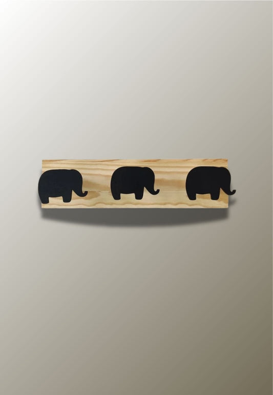 Porte manteau mural enfant triple Eléphant Noir| Le Porte Manteau Type 22