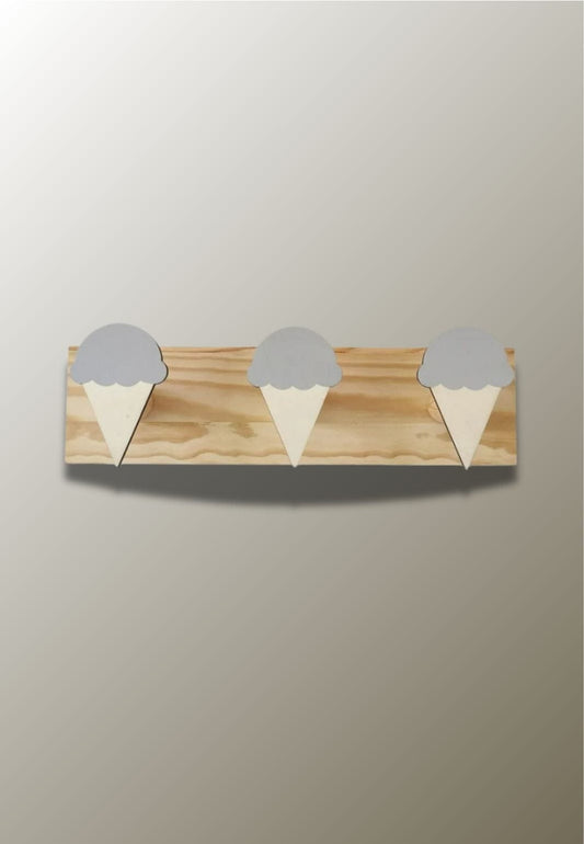 Porte manteau mural enfant triple Glace Grise | Le Porte Manteau Type 17