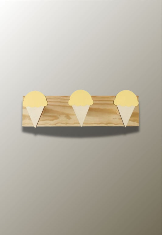 Porte manteau mural enfant triple Glace Jaune | Le Porte Manteau Type 15
