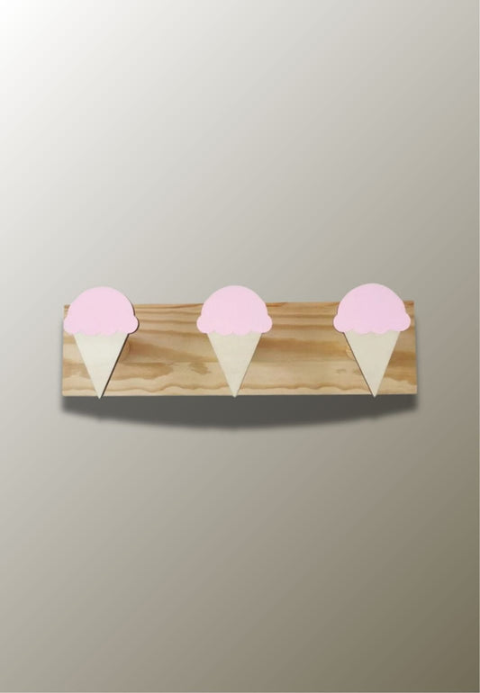 Porte manteau mural enfant triple Glace Rose | Le Porte Manteau Type 13