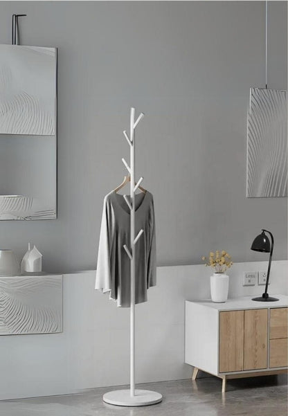 Porte manteau sur pied design arbre blanc sur base blanche | Le Porte Manteau Style3