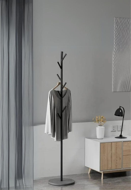 Porte manteau sur pied design arbre noir sur base grise | Le Porte Manteau Style7